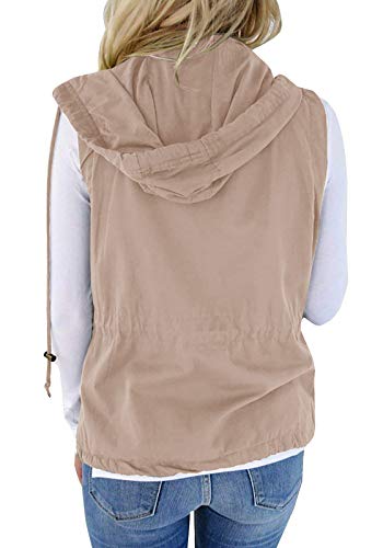 Tutorutor Militair safari camo vest Utility lichte mouwloze capuchon trekkoord jas met zakken - Image 4