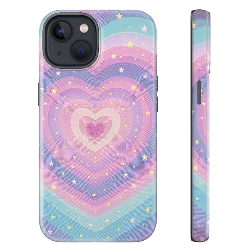 sallvmbek for iPhone 14 Case/iPhone 13 Case 6.1 inch,Cute Love Heart Print Pattern Fashion Aesthetic Design,TPU and Hard PC Protective Shockproof Slim Phone Cover for Women Girly