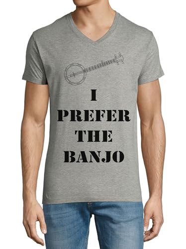 T-shirt à col en V homme en coton gris vêtement manches courtes imprimé musique
