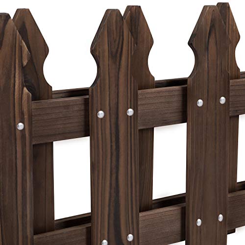 Yaheetech 5 Stück Steckzaun Dekorative Holzzäune 450 x 55 cm, Palisade Gartenzaun aus Holz Zierzaun Beeteinfassung Sichtschutz braun, geeignet für Obstgärten, Beete, Wege