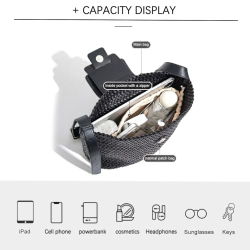 Image of JINMANXUE Woven Tote Bag For Women,Travel Shoulder Bag, Large Hollow Beach Soft Satin Handbags Hand-woven Satchel Clutch