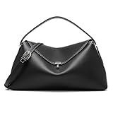NGGU Black Leather Crossbody Bag for Women, Multiple Compartments for Everyday & Travel