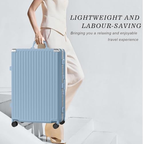 Image of AnyZip Luggage Sets 2 Piece Aluminum Frame Carry On and Checked Suitcase PC ABS Hard Shell TSA Lock No Zipper(Haze Blue, 20 /28)