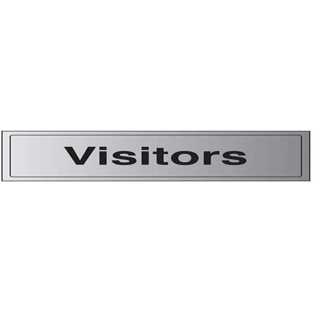 Vsafety Grey V Safety General Door-Visitors Sign - 300Mm X 100Mm - 3Mm Brushed Alu Comp
