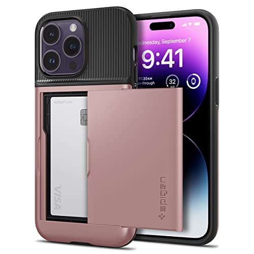 Spigen iPhone14ProMax �P�[�X �J�[�h �蒠�^ ���[�P�[�X 2�d�\�� �ϏՌ� �ČRMIL�K�i�擾 �����h�~ IC �J�[�h �|�P�b�g �p�X�P�[�X �X�����E�A�[�}�[ CS ACS04836 (���[�Y�E�S�[���h)