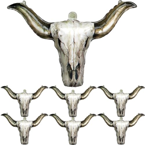 Image of Gejoy 3 Pcs Western Party Decorations Long Horn Cow Balloons Cowboy Aluminium Foil Balloon for Cowgirl Decorations Rodeo Balloons Western Party Supplies (Longhorn)