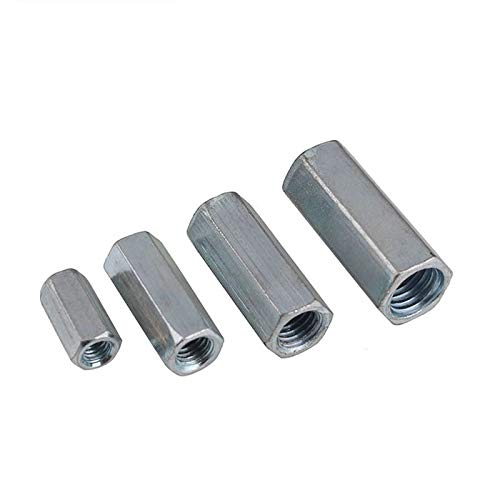 2pcs zinc heex écrou m6 m8 m10 m12 m14 m16 m20 allonger les écrous hexagonaux vis à vis DUO ER (Size : M12 x 40mm)