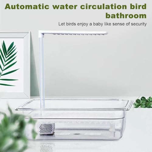 image for HZDZ LCPAW Bird Bath Tub with USB Pump, Automatic Bird Shower with Adj