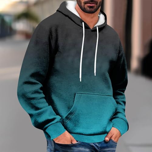 Ymosrh Men's Hoodies, Gradient Color Long Sleeve Causal Novelty Pullover Hooded Sweatshirts with Pocket, M-4XL4