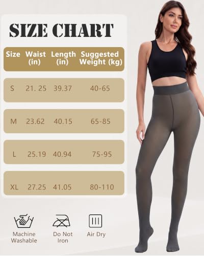Image of HONGTEYA 2 Pairs Fleece Lined Tights Women - Warm Sheer Pantyhose Fake Translucent Tights Winter Thermal Leggings
