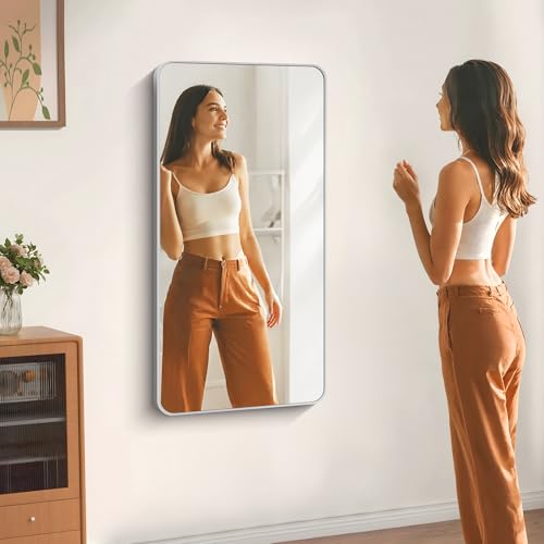 Image of DESBING 24 inch x 48 inchBathroom Mirror, Sliver Wall Mirror with Metal Frame, Decorative Rectangular Vanity Mirror for Bedroom Bathroom Living Room Entryway (Horizontal /Vertical)