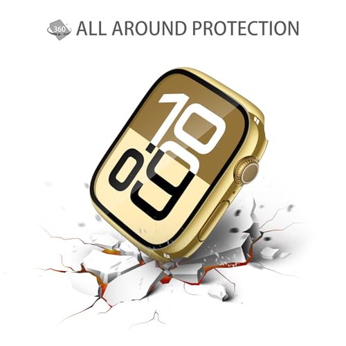 Image of Misxi Case with Screen Protector for 46mm Apple Watch Series 11 /10 | 2-Pack Cover with Tempered Glass for 11 /10, Scratch Resistant Sensitive Touch Protection, 1 Gold + 1 Transparent