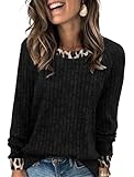 Long Sleeve Shirts for Women Fall Outfits 2025 2026 Going Out Tops Cute Early Womens Fall Fashion Clothing Ladies Tops Blouses Dressy Casual Work School Outfits for Teachers Black Leopard Print