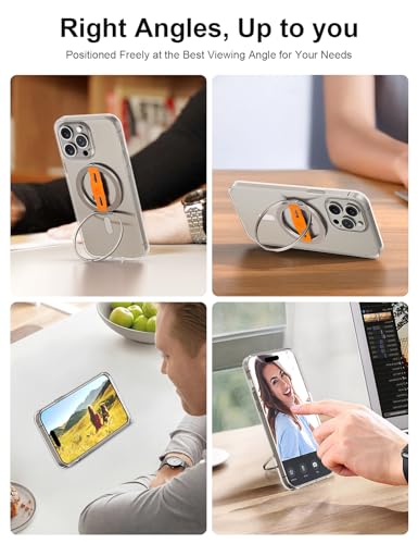 EWA MagOne 2nd Gen [Compatible with MagSafe] Phone Grip Stand with Replaceable Silicone Finger Strap, Magnetic Ring Holder Kickstand Loop, for iPhone 16,15,14,13Pro/ Max/Plus-(Champagne-Gold)