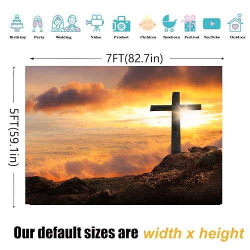 Fondo decorativo 7x5ft Cristo en la Cruz atardecer miniatura 5