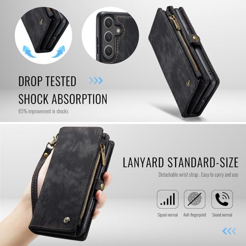 Coque Samsung S25 évite les rayures grâce au portefeuille détachable noir - 6