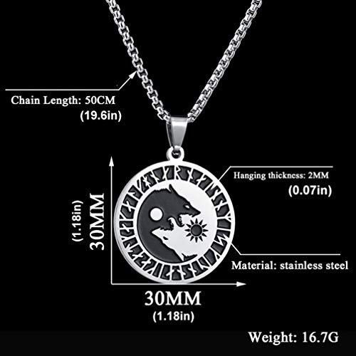 Holibanna Colares de amuleto de lobo em aço de titânio com pingente nórdico vikings pingente talismã