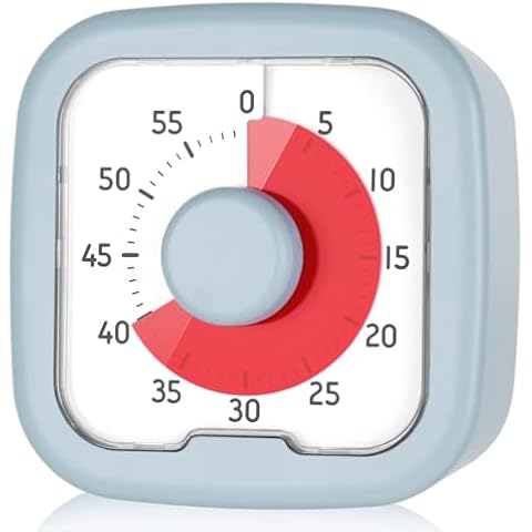 60 Minute Visual Timer,Pomodoro Visual Countdown Timer for Kids and Adults,Silent Countdown Time Management Tool for Study Work Excercise or Beauty-Blue Cover