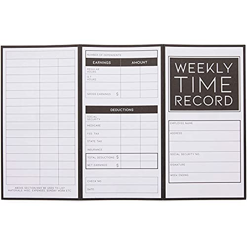 Weekly Trifold Employee Time Cards For Bookkeeping, Pocket Sized (5 X 8 In, 200 Pack) #TOP4
