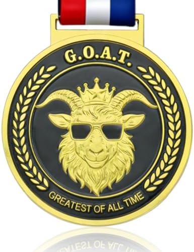 Goat Medals - 3" Heavyweight Champion Trophy, Greatest of All Time, Double-Sided 3D Engraving with Neck Strap Award for Sports, Academic, Corporate Achievements