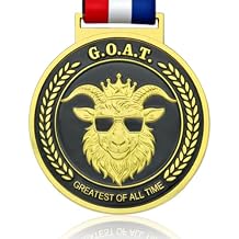 Donrime Goat Trophy Award Medal 3 Inches Gold Goat Pendant Champ Medals with Neck Ribbon Awards for Football, Basketball, MVP, Tournament League Champion
