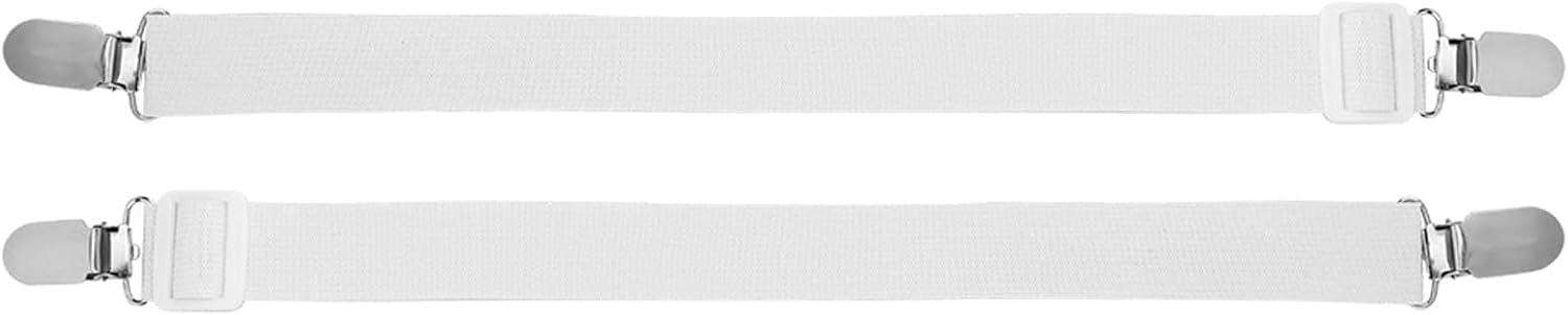 2Pcs Bed Sheet Straps, Bed Sheet Holder Straps Sheet Stays Keepers Bedsheet Holders Fasteners Bed Sheet Clip Straps (White)