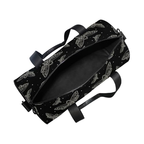 Gothic Skull Butterfly Moth Round Duffel Sports Bag Lightweight with Inner Pocket Gym Bag for Men Women Duffle Bag for Travel Sports2