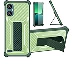 bojioderf Funda Compatible para Mobicel Q10 Funda Carcasa Case Cover [con Protector de Pantalla de Cristal Templado] Híbrida [Soporte Plegable Magnético] Verde
