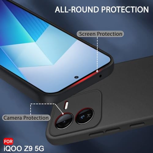 Image of TheGiftKart Sleek Back Cover Case for iQOO Z9 5G | Slim Fit Protective Design | Ultra Matte Finish | Camera Protection Bump | Soft Silicon Back Cover Case for iQOO Z9 5G (Silicone, Black)