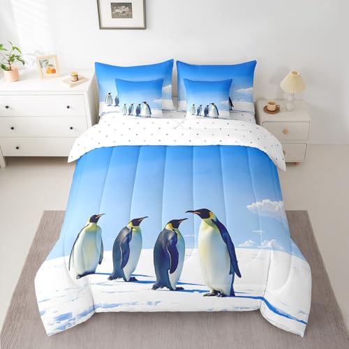 Feelyou Kids Penguin Comforter Set Twin Size 7 Pieces for Boys Girls