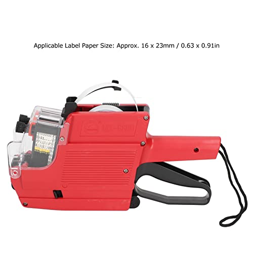 MX6600 Price Tag Gun 10 Digits 2 Lines Labeling Machine Double Line Price Label Paper Labeler Marker Attacher Tool for Office Grocery Retail Store (Red) - Image 2