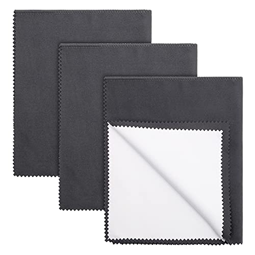 3PCS Silver Polishing Cloth, Coolrunner Silver Cleaning Cloth, Buffing Cloth Jewelry Cleaning Cloth for Sterling Silver Jewelry Trays Dish Flatware Trumpet and Other Valuables