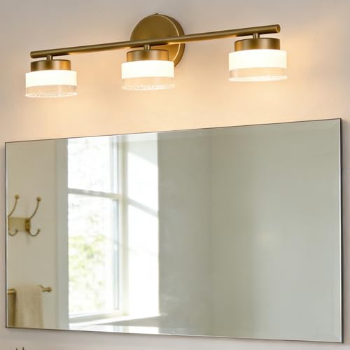 Image of DAYCENT 3-Light Gold LED Bathroom Vanity Light Fixtures