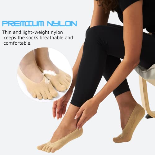 4 Pairs Women No Show Toe Socks Five Finger Liner Socks Non-Slip for Sneaker Boat Shoes4