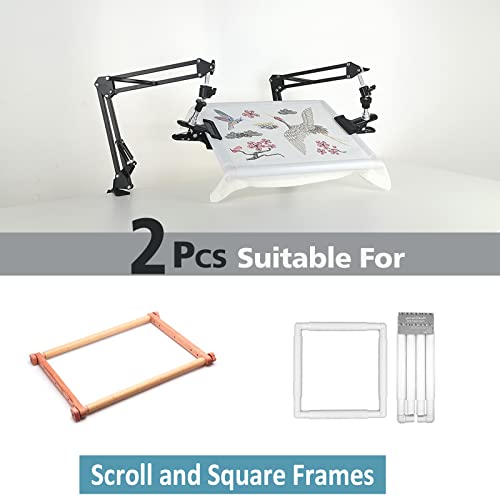 Image of Embroidery Scroll Frame Stand (2P) Adjust Cross Stitch Frame Stand Rotated Embroidery Frame Stand ,Cross Stitch Scroll Frame Stand Suitable for Cross Stitch Frame Stand Needlework Frame Stand