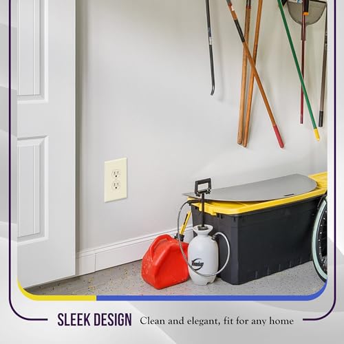 Image of ENERLITES Duplex Receptacle Outlet Wall Plate, Jumbo Electrical Outlet Cover, Gloss Finish, Oversized 1-Gang 5.51 inch x 3.50 inch, Polycarbonate Thermoplastic, 8821O-LA, Light Almond