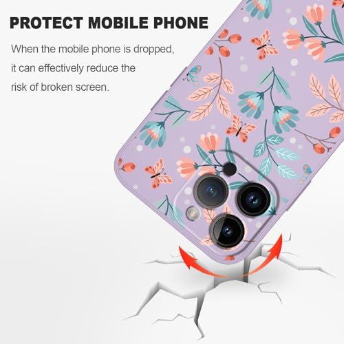 Coque iPhone 15 Pro Max antichoc violet feuille avec doublure microfibre