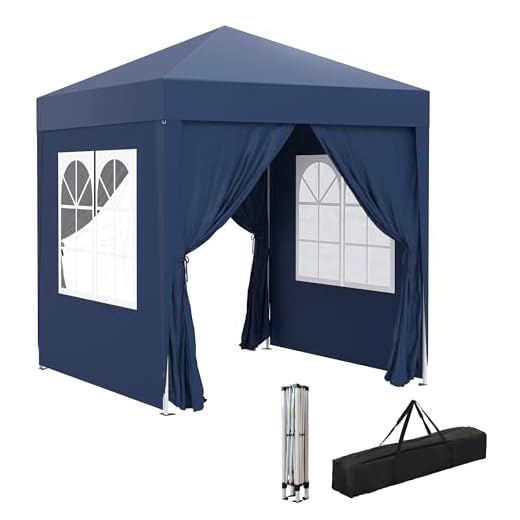 Outsunny Tonnelle de Jardin extérieure 2 x 2 m, tonnelle Pliante Pop-up, réglable en Hauteur, Protection UV, Cadre en Acier, 4 côtés Amovibles, pour Camping, Festival, Plage, Sac de Transport, Bleu