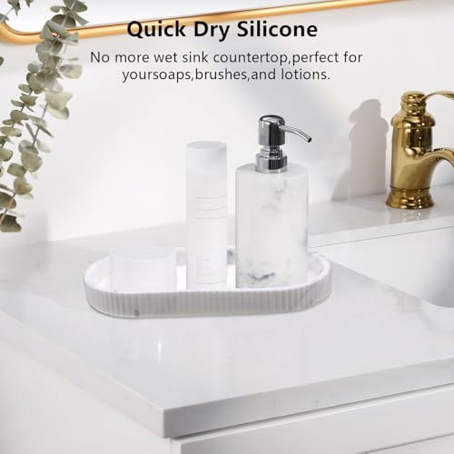 2Pcs Bathroom Vanity Tray, Food Grade Silicone Decorative Countertop Sink Storage Organizer for Cosmetics, Perfume, Candles, Home Decor - Oval, Marble Pattern, Mini Trays Decorative, 20 X 10 X 2 cm - Cosy Home Interiors 2Pcs Bathroom Vanity Tray, Food Grade Silicone Decorative Countertop Sink Storage Organizer for Cosmetics, Perfume, Candles, Home Decor - Oval, Marble Pattern, Mini Trays Decorative, 20 X 10 X 2 cm - Image 7