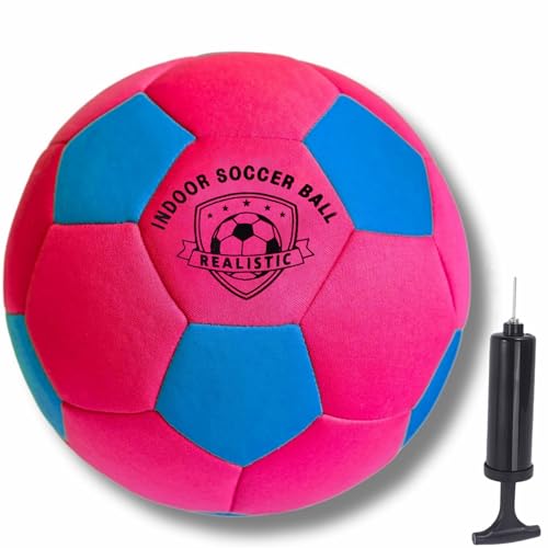 Champhox Indoor Soccer Ball Size 4 Lightweight Official 8inches Soft Safe Silent Soccer Ball with Pump for Inside House Dribble Up Ball Control Juggling Skills Practice Quiet Training