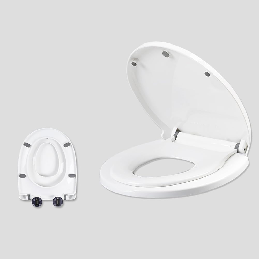 Sedile WC per famiglia con seggiolino rimovibile integrato, chiusura rallentata 2 in 1, sedile WC ovale, a forma di U/V, dimensioni standard (a forma di U)