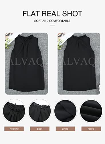 Alvaq Woman Summer Sexy Halter Ruffle Trim Chiffon Sleeveless Tank Tops And Blouses Plus Size Black 2X #TOP3