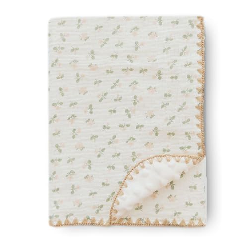 Image of Gunnaicat Baby Swaddel Blanket Cotton Muslin Thick Bath Towel Dotted Backing Double Layer Receiving Blanket 40"x40" (Little Pink Flower)