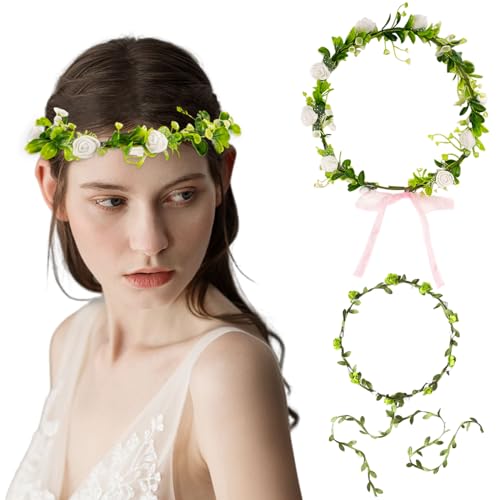 HANIUTTY 2 Piezas Corona de Flores, Diadema Guirnalda Floral Bohemias Rosas Corona Flores Diadema Flores Diadema Ceremonia