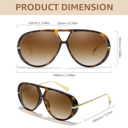 TJUTR Oversized Aviator Sunglasses for Women & Men, Retro Luxury Designer Sunglasses Big Shield Shades with UV Protection3