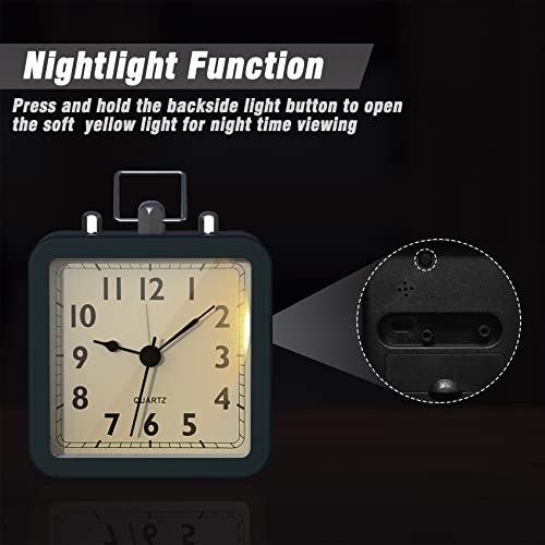 Image of AYRELY Small Metal Alarm Clock, Desk and Table Clock for Travel