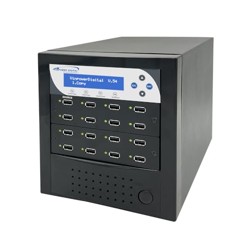 Vinpower Compact USB 1 to 15 Multiple Pen Drive Memory Card USB Duplicator/Copier with Asynchronous Duplication, USBDBL-15T-BK