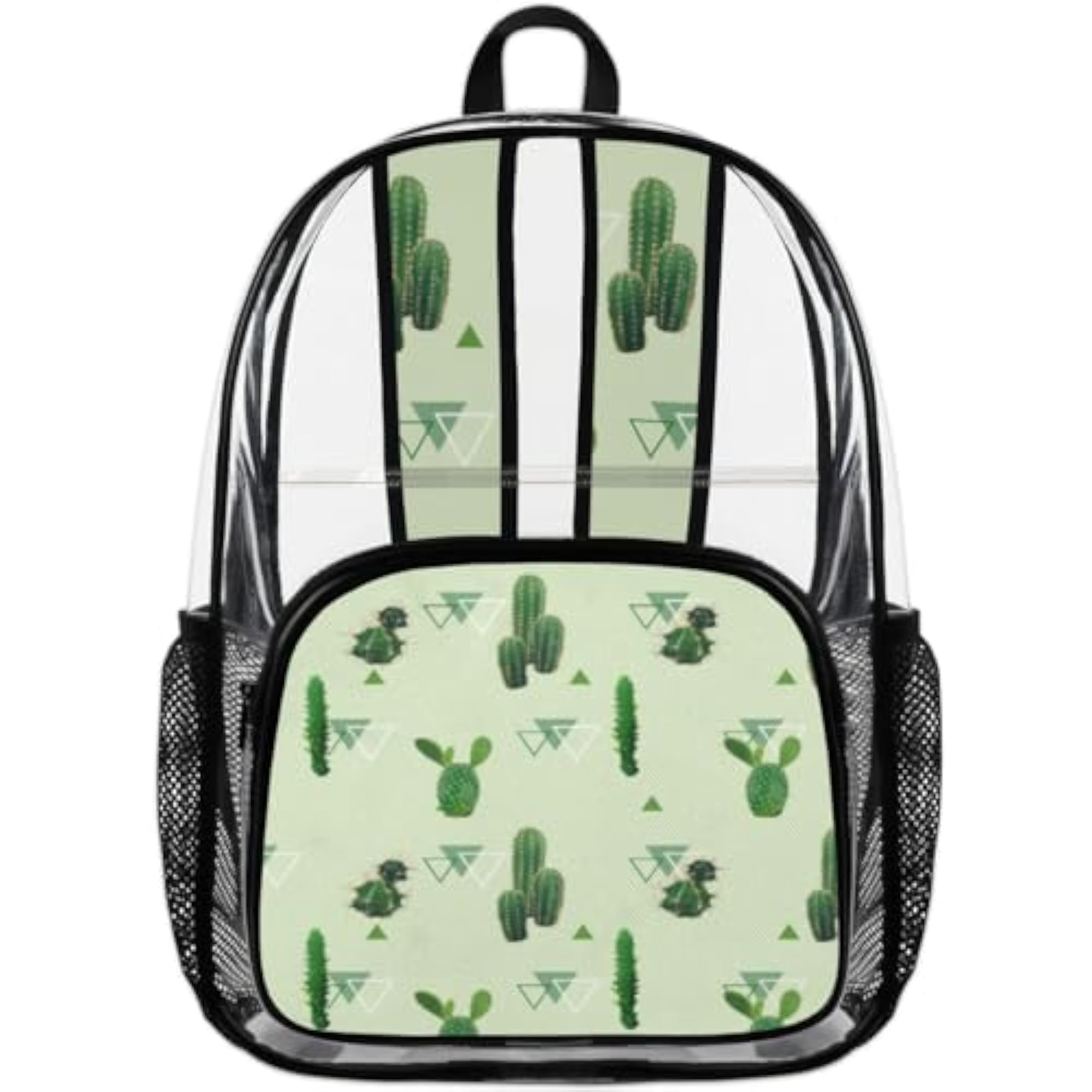 Geometric Cactus Clear Backpack with Laptop Compartment