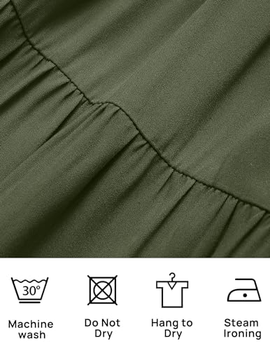 Zesica Women'S 2024 Summer Casual Flutter Short Sleeve Crew Neck Smocked Elastic Waist Tiered Midi Dress,Army Green,Large thumb #4