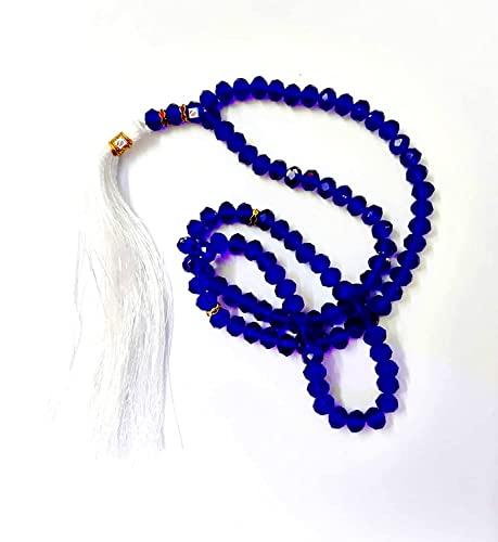 Image of Diamond Cut Crystal Tasbeeh of 101 Beads Tasbih Misbah Musabah for Salaat Prayer Crystal 100 Beads Tasbeeh /Tasbih Dimond Cut [Import Quality],Blue